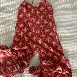 Zara Red and Cream Patterned Garment